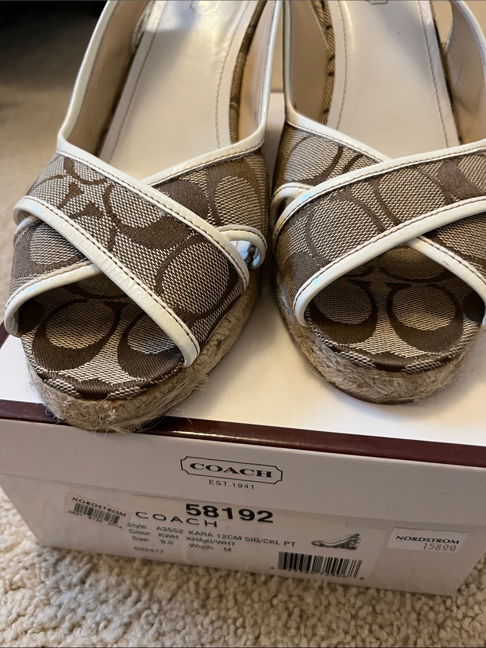 EUC Coach Taupe Signature Canvas Wedge Sandals - Picture 3 of 9